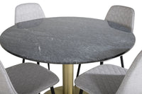Spisegruppe Polar & Estelle 2-pakk + rundt spisebord ⌀106 – grå og mørk grå