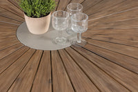 Spisestol Copacabana & Rosario 2-pakk – beige + Rundt spisebord ⌀140 – brun