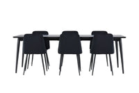 Spisestol 2-pakk + rektangulært spisebord 230 x 85 – svart