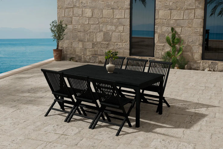 Spisegruppe Kenya 180 x 90 + spisestol 2-pakk – svart