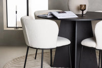 Spisebord Bootcut & Edina rundt ⌀110 – svart + Spisestol 2-pakk – hvit