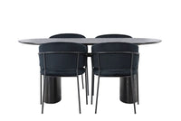 Spisestol Selma & Isolde 2-pakk + Spisebord ovalt 180 x 90 – svart