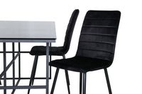 Spisebord rektangulært 200 x 90 + spisestol 2-pakk – svart