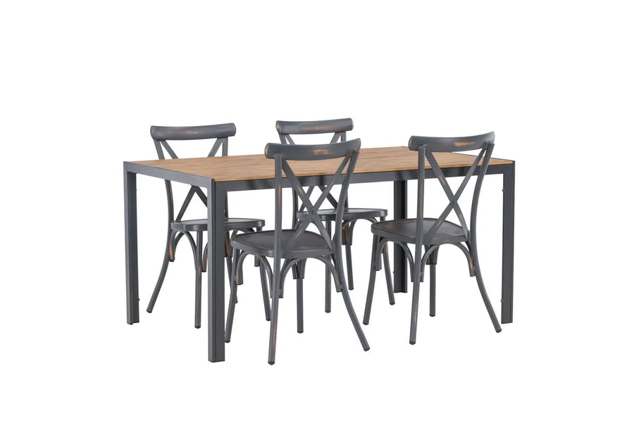 Spisegruppe Break & Tablas 150 x 90 + 2-pakk spisestoler – mørk grå