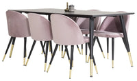 Spisegruppe 2-pakk 180 x 90 – svart og støvrosa