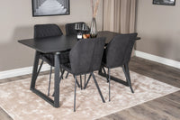 Spisestol Gemma & Inca 2-pakk + rektangulært spisebord 160 x 85 – svart