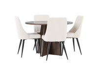 Spisestol Leone & Bootcut 2-pakk + Spisebord rundt ⌀110 – beige og mocca