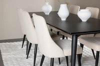 Spisestol 2-pakk – beige + Rektangulært spisebord 230 x 85 – svart