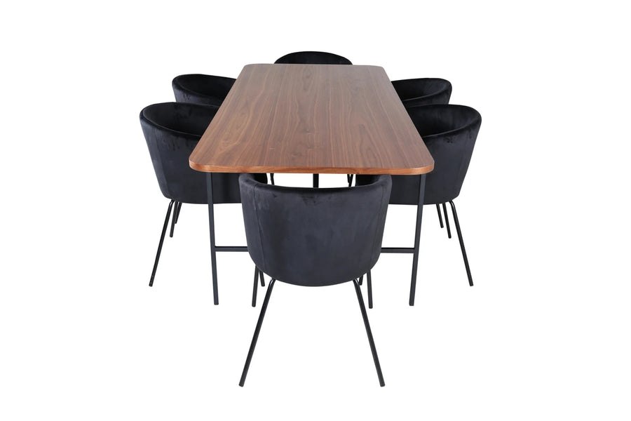 Spisegruppe Berit & Uno 200 x 90 – svart og natur