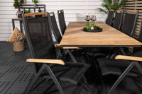Posisjonsstol Panama & Mexico 2-pakk + Spisebord rektangulært 180 x 90 – svart og natur