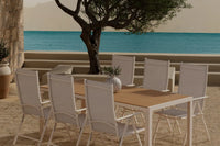 Spisegruppe Break 205 x 90 + 2-pakk spisestoler – beige