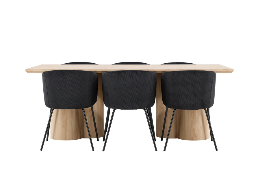 Spisegruppe Berit & Olivia 210 x 100 – svart og natur