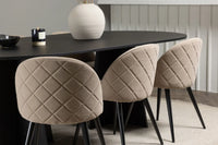 Spisestol Velvet & Bootcut 2-pakk + Spisebord ovalt 230 x 115 – beige og svart