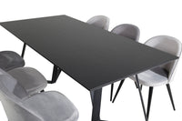 Spisegruppe Velvet & Marina 2-pakk 180 x 90 – grå og svart
