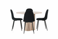 Spisegruppe Polar & Olivia 2-pakk + Rundt spisebord ⌀110 – svart og hvitlasert