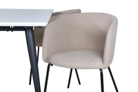 Spisegruppe Berit & Jimmy med rektangulært spisebord 150 x 90 – beige og hvit