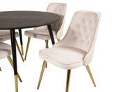 Spisegruppe rund ⌀115 med 2-pakk spisestoler – svart og beige
