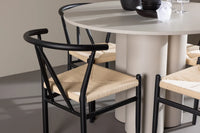 Spisegruppe Alfons & Olivia rund ⌀110 – svart og beige