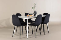 Spisestol Polar & Silar 2-pakk + Rektangulært spisebord 180 x 90 – svart og hvit