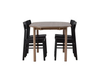 Spisestol Montros & Andy 2-pakk – svart + Spisebord ovalt 180 x 90 – natur