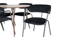 Spisestol Arrow & Plaza 2-pakk + Spisebord rundt ⌀100 – svart og valnøtt