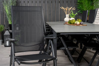 Spisebord Levels & Break 229 × 100 + posisjonsstoler 2-pakk – svart