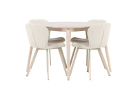 Spisegruppe Rund ⌀120 2-pakk – hvitkalket og beige