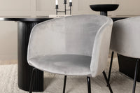 Spisestol Berit & Bianca + Spisebord ovalt 200 x 90 – grå og svart