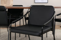 Spisestol Tvist & Uno 2-pakk – svart + Rektangulært spisebord 200 x 90 – natur