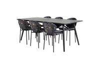Spisegruppe Sleek & Vault 195 x 95 + spisestoler 2-pakk – svart