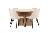 Spisestol Night & Strada 2-pakk – beige + Spisebord rektangulært ⌀120 – whitewash