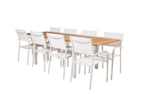 Spisestol Santorini & Panama 2-pakk + Rektangulært spisebord 160 x 90 – hvit