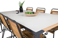 Spisegruppe Texas & Bois 200 × 100 + 2-pakk spisestoler – lys grå og natur
