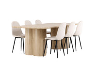 Spisestol Polar & Olivia 2-pakk + Spisebord 210 x 100 – beige og natur