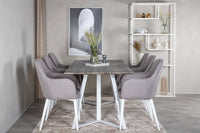 Spisebord Marina & Comfort rektangulært 180 x 90 + spisestol 2-pakk – grå