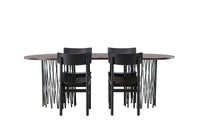 Spisegruppe oval 220 x 100 med 2-pakk spisestoler – svart og mokka