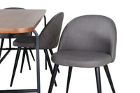 Spisegruppe Uno & Velvet 200 x 90 + spisestol 2-pakk – natur og grå