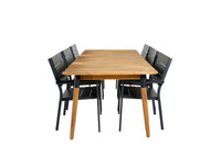 Spisegruppe Julian & Levels rektangulær 210 x 100 + spisestoler 2-pakk – natur og svart