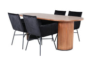 Spisegruppe oval 200 x 90 – svart og valnøtt