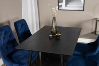 Spisegruppe Dipp & Velvet Deluxe 120 x 85 med 2-pakk spisestoler – svart og blå
