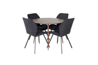 Spisestol Gemma & Plaza 2-pakk + Spisebord rundt ⌀100 – svart og valnøtt