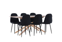 Spisestol Polar & Piazza 2-pakk + Rektangulært spisebord 180 x 90 – svart og mocca