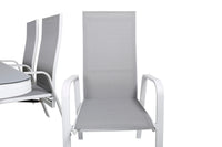 Spisebord Virya & Copacabana 200 × 100 + reclinerstol 2-pakk – hvit og grå