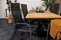 Lenestol Copacabana & Mexico 2-pakk – svart + Spisebord rektangulært 180 x 90 – natur
