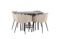 Spisegruppe Limhamn & Copenhagen + Rundt ⌀115 – beige og mokka