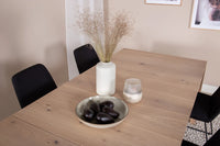 Spisegruppe Slider & Muce 170 x 95 + 2-pakk spisestoler – whitewash og svart