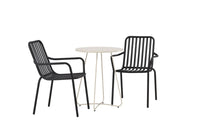 Spisestol Peking & Bacong 2-pakk + kafébord ⌀60 – svart og beige