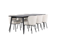 Spisestol Agnes & Ellis 2-pakk – hvit + Rektangulært spisebord 230 x 85 – svart