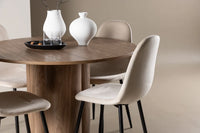 Spisestol Polar & Olivia 2-pakk + Rundt spisebord ⌀110 – beige og brun