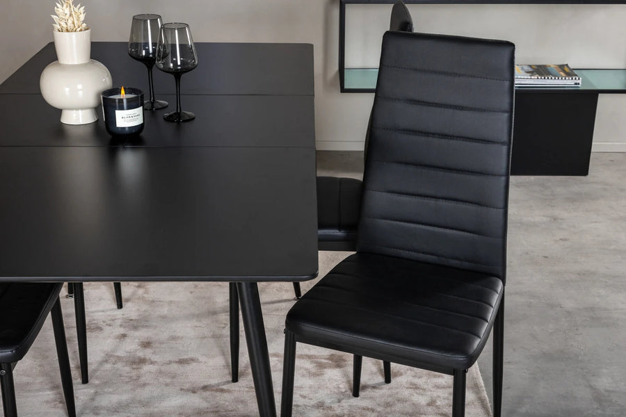 Spisegruppe Silar & Slim 120 x 80 + spisestol 2-pakk – svart